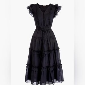 NWOT J. Crew Black PomPom Maxi Dress